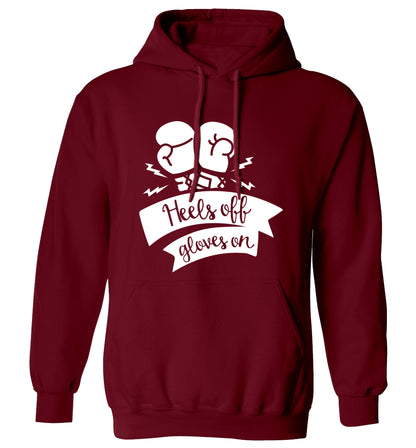 Heels off gloves on adults unisex maroon hoodie 2XL