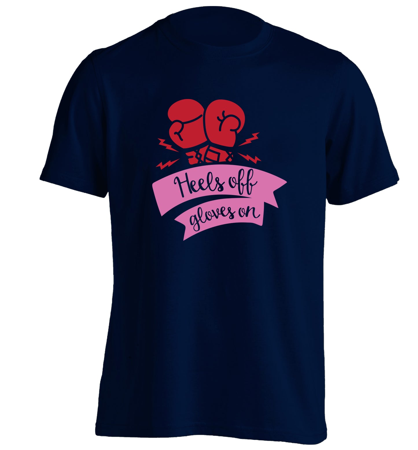 Heels off gloves on adults unisex navy Tshirt 2XL