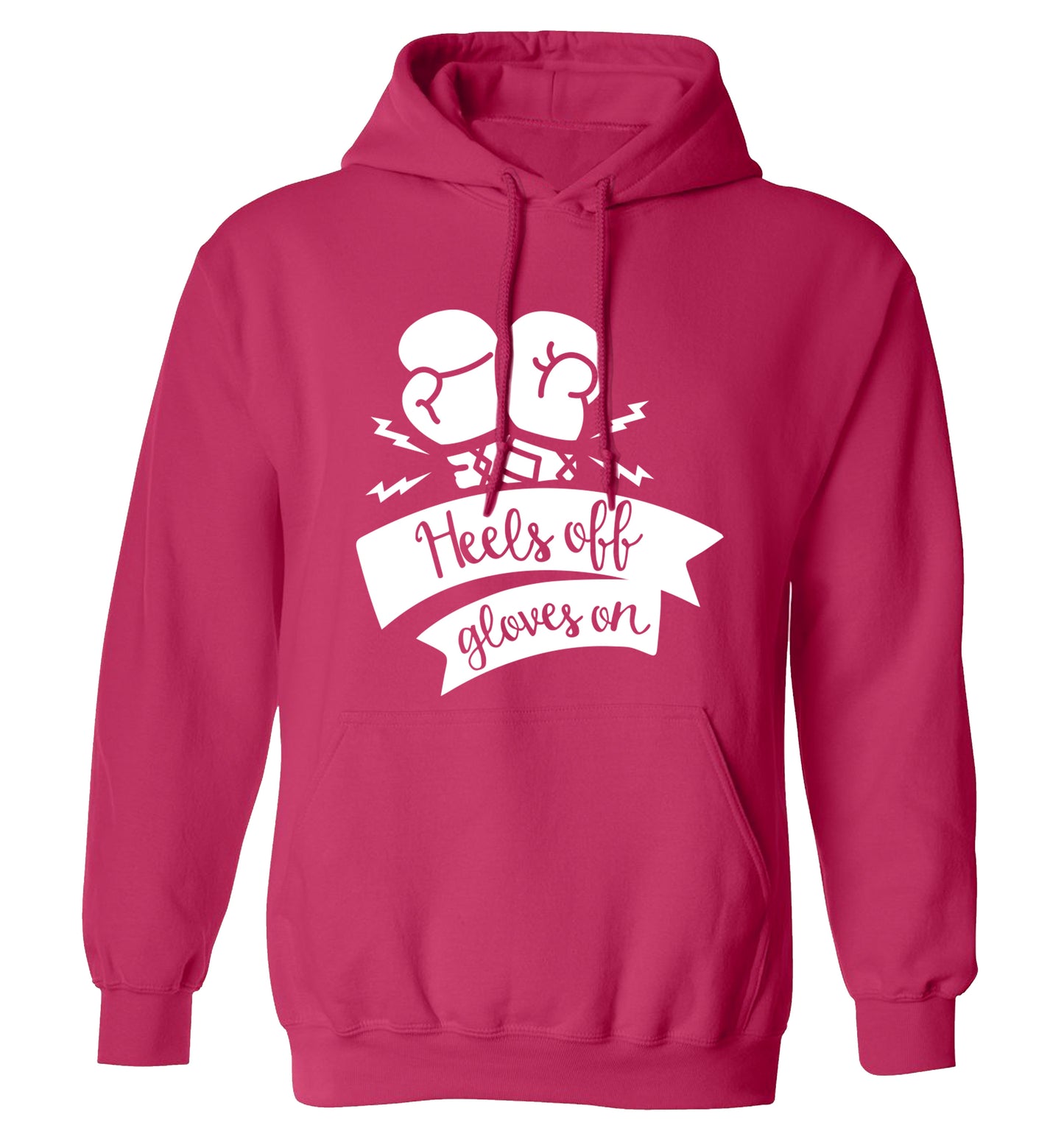 Heels off gloves on adults unisex pink hoodie 2XL