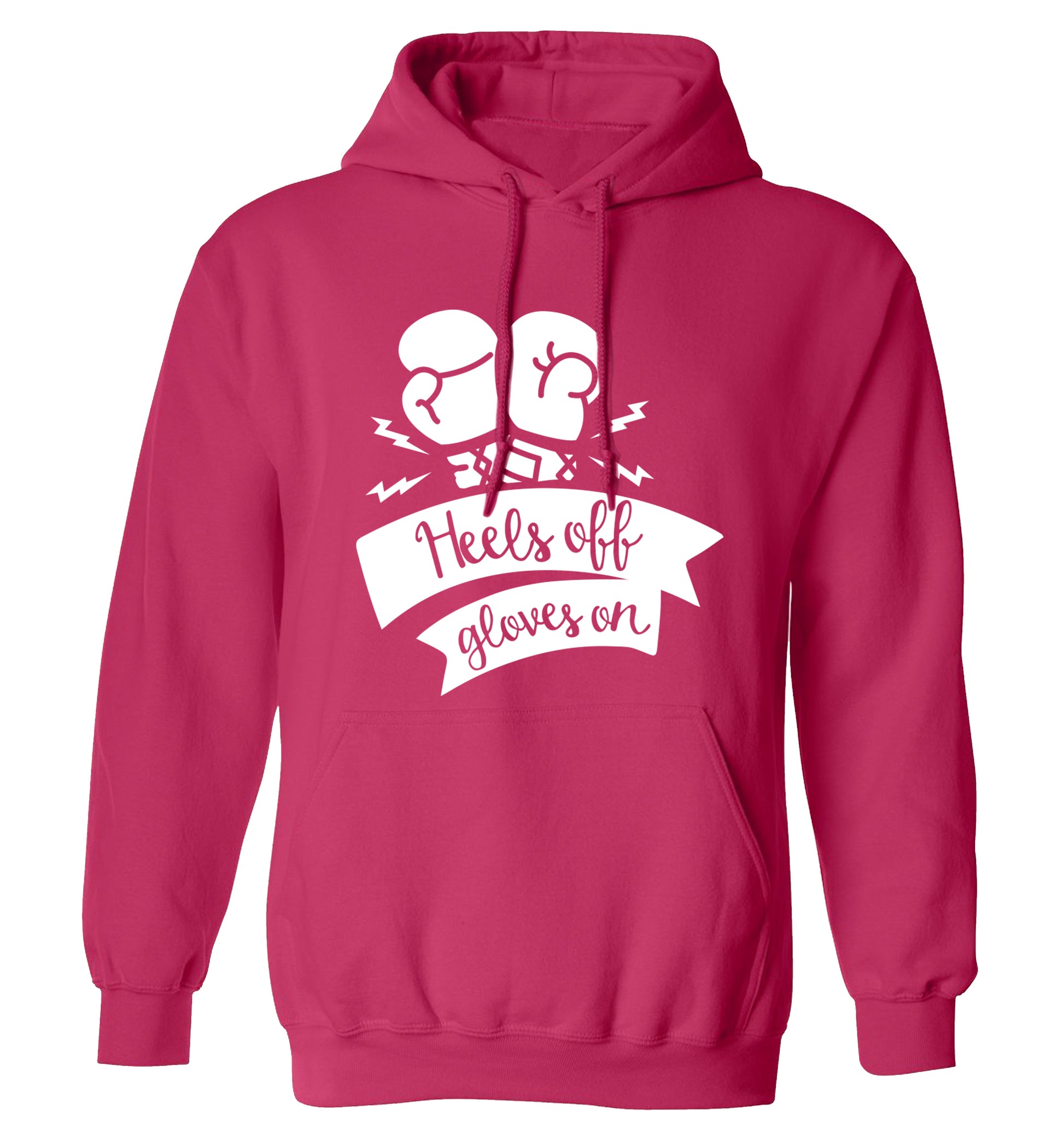 Heels off gloves on adults unisex pink hoodie 2XL