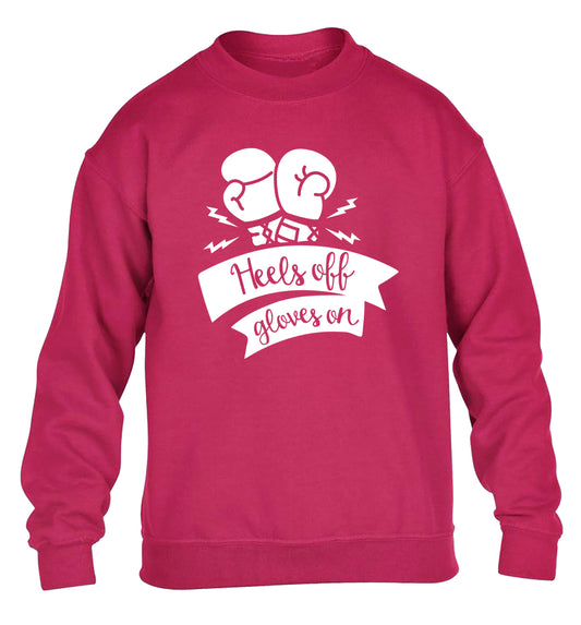 Heels off gloves on children's pink sweater 12-13 Years