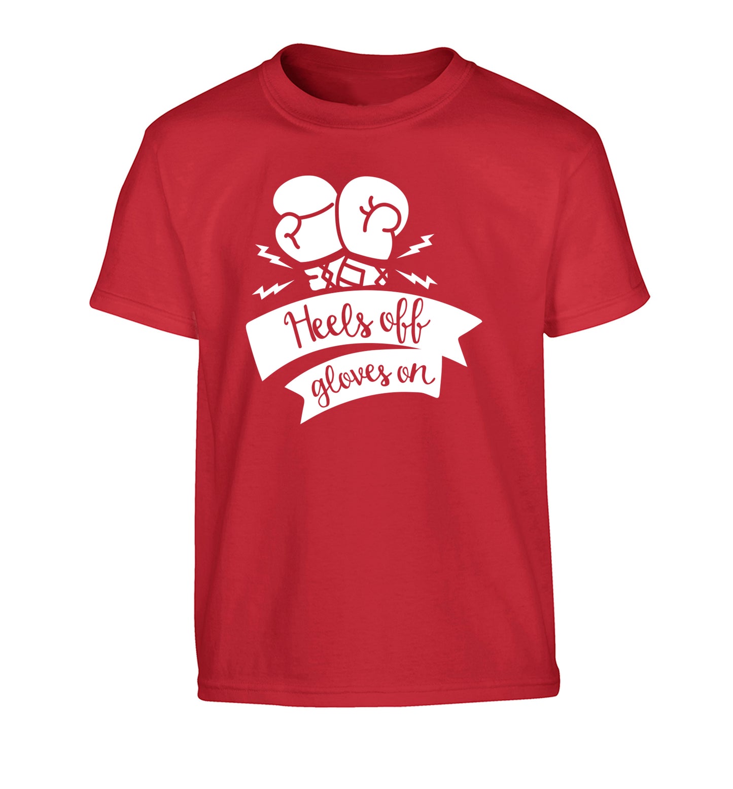 Heels off gloves on Children's red Tshirt 12-13 Years