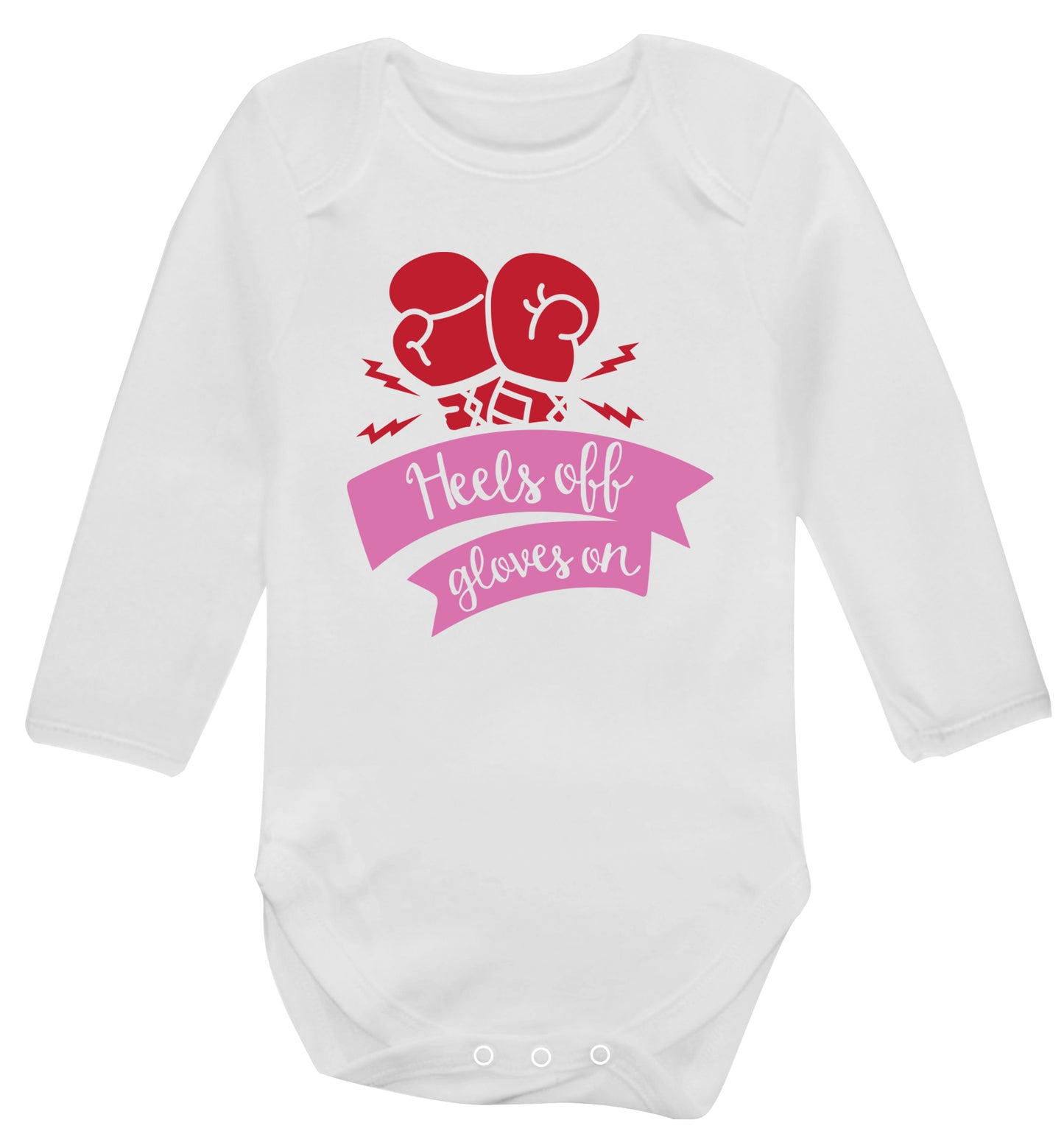 Heels off gloves on Baby Vest long sleeved white 6-12 months