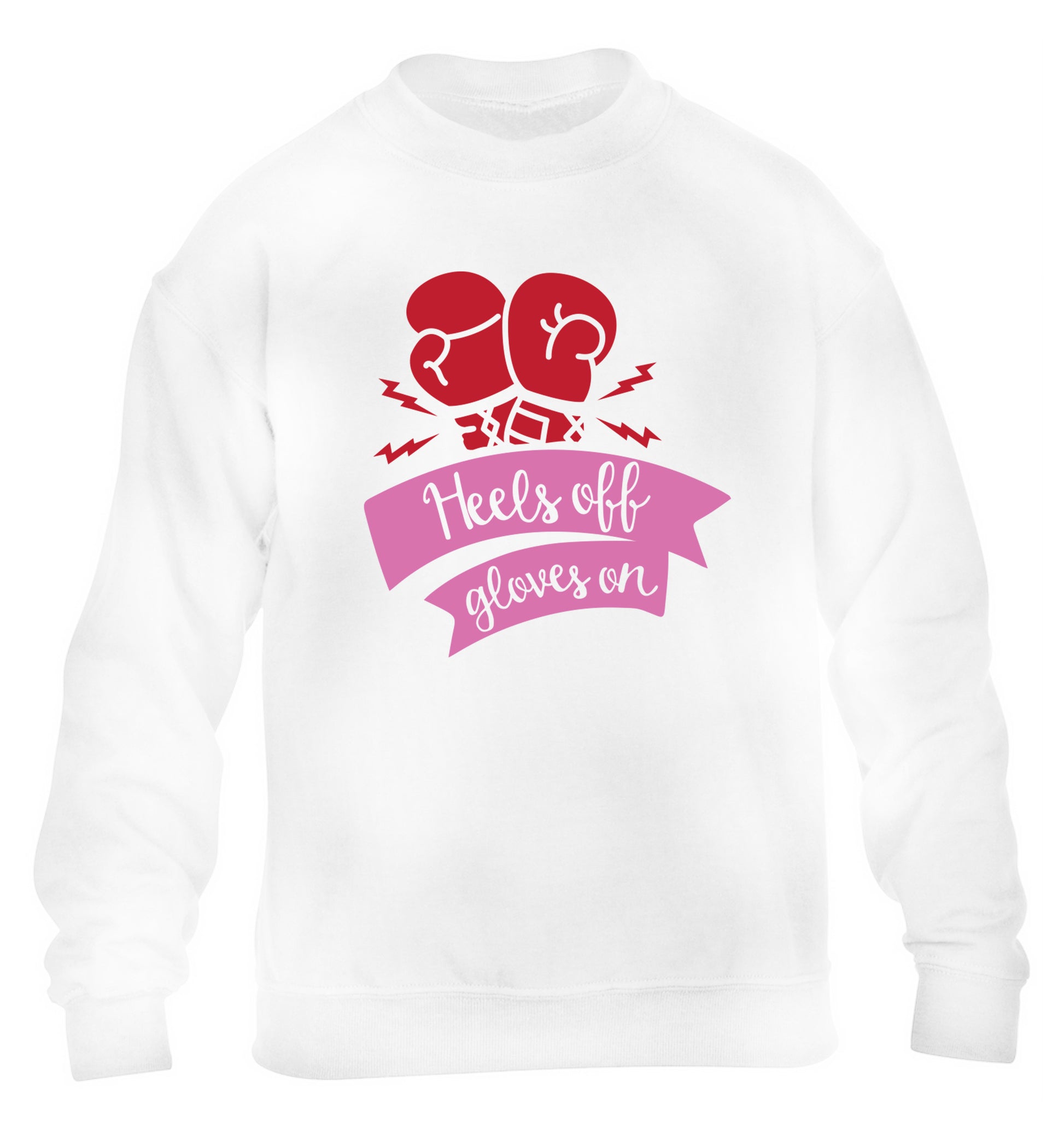 Heels off gloves on children's white sweater 12-13 Years