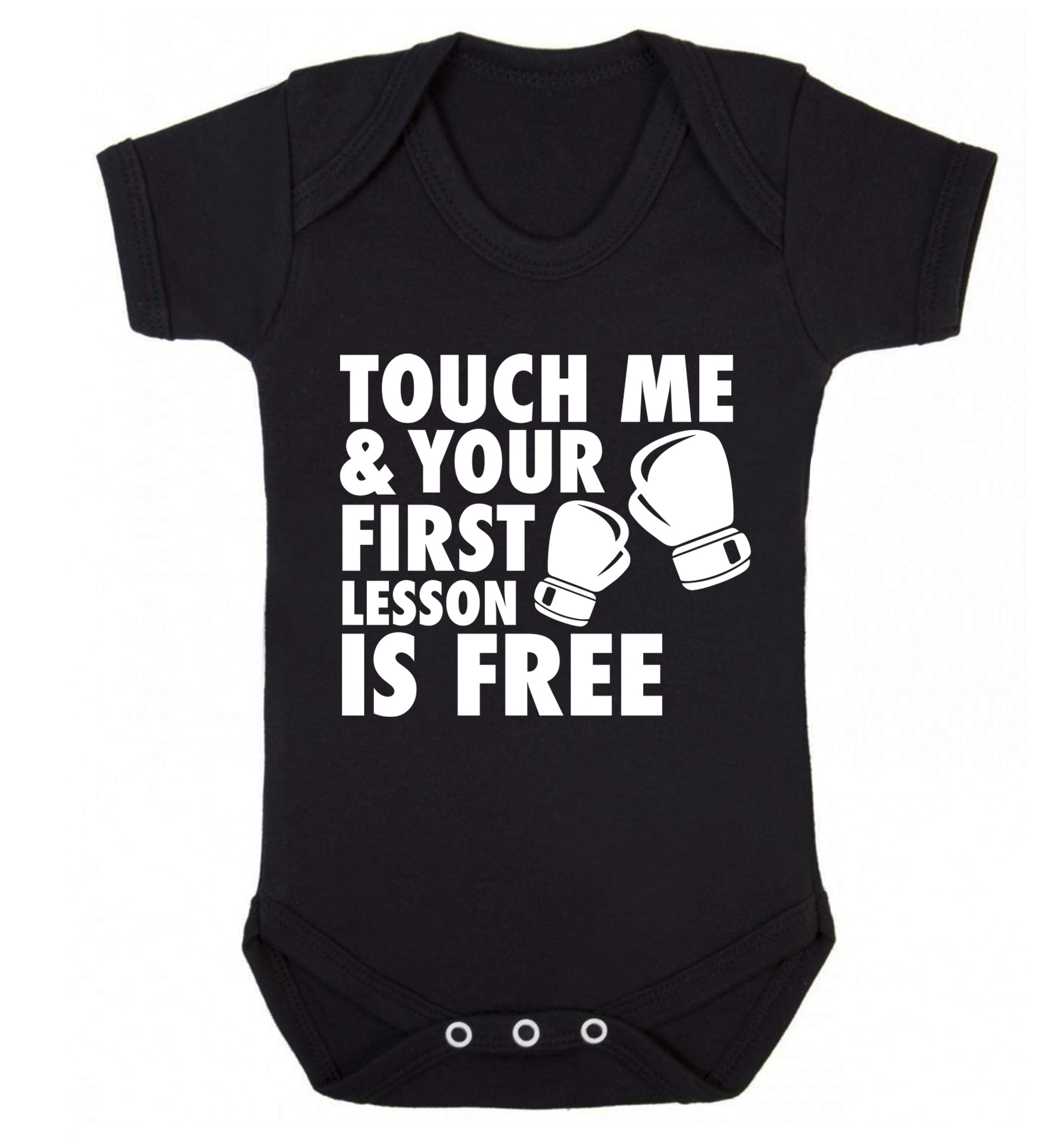Touch me and your First Lesson is Free  Baby Vest black 18-24 months