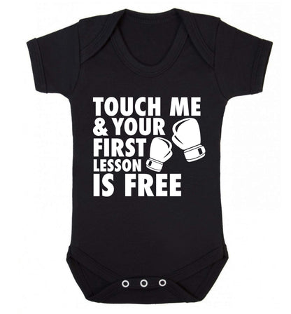 Touch me and your First Lesson is Free  Baby Vest black 18-24 months