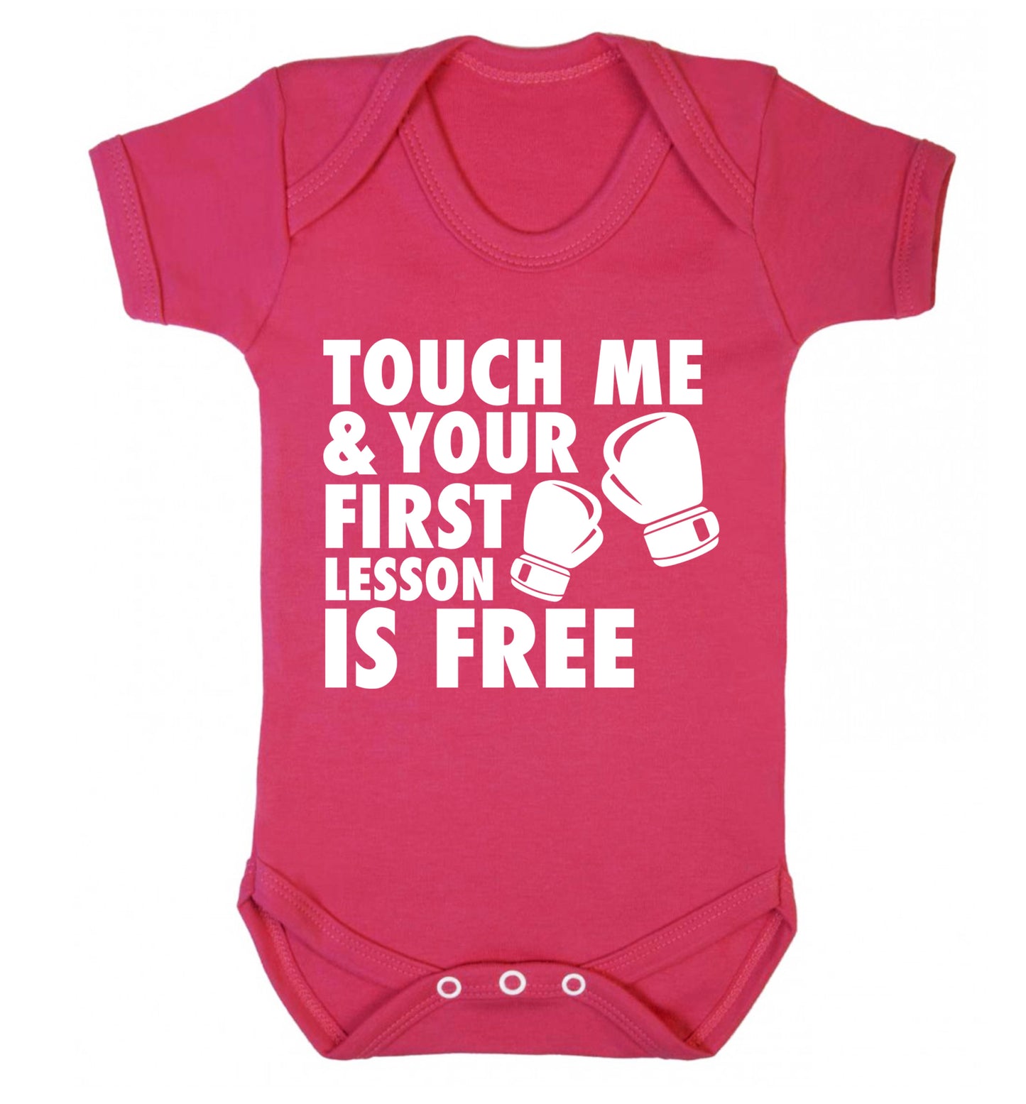 Touch me and your First Lesson is Free  Baby Vest dark pink 18-24 months