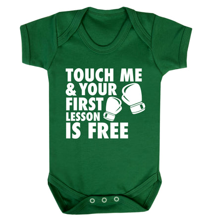 Touch me and your First Lesson is Free  Baby Vest green 18-24 months