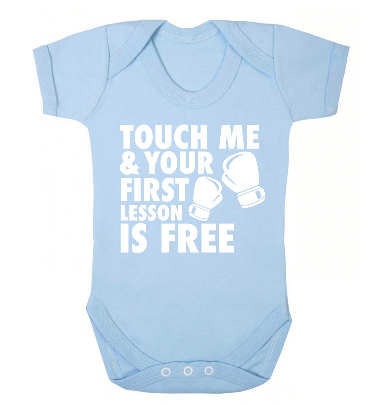 Touch me and your First Lesson is Free  Baby Vest pale blue 18-24 months