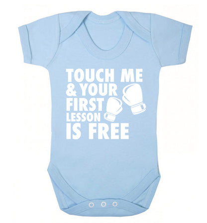 Touch me and your First Lesson is Free  Baby Vest pale blue 18-24 months
