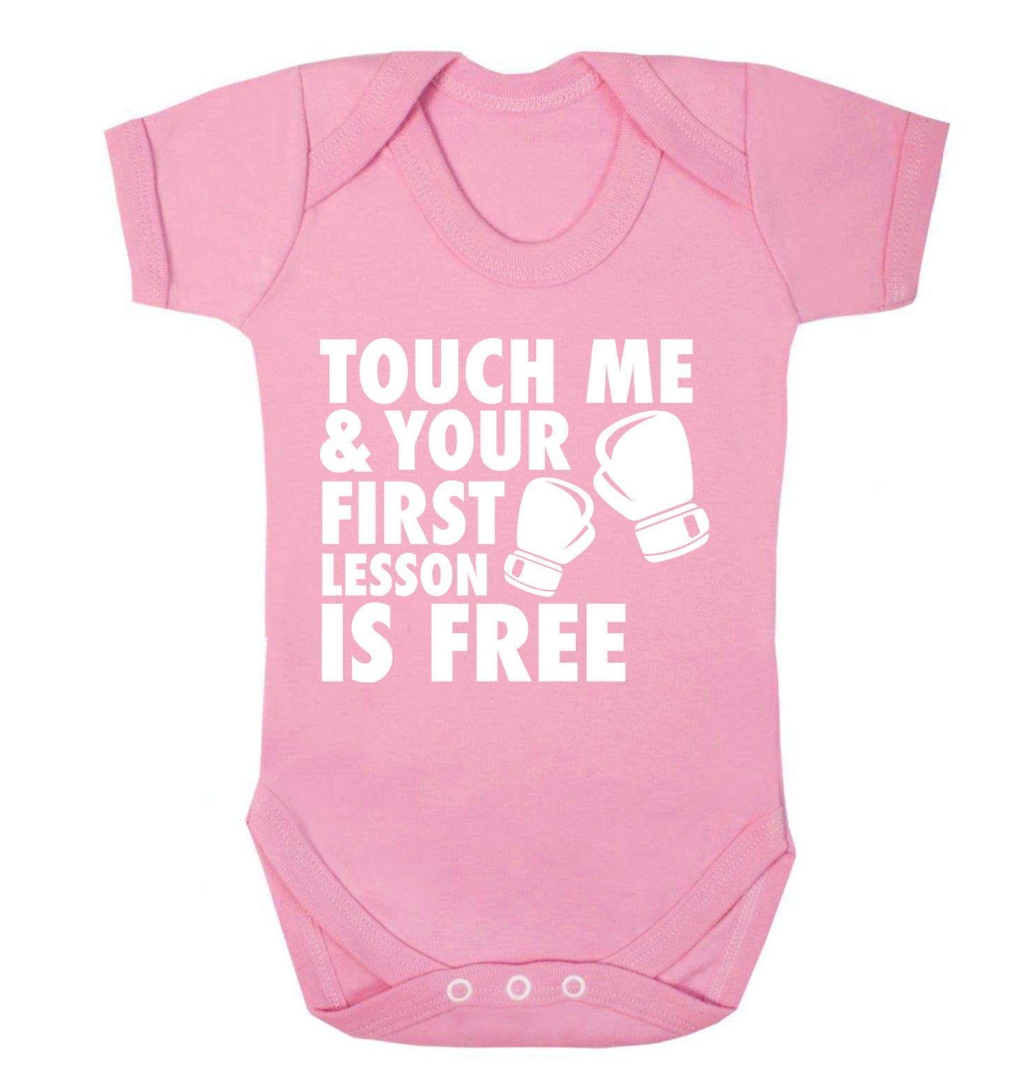 Touch me and your First Lesson is Free  Baby Vest pale pink 18-24 months