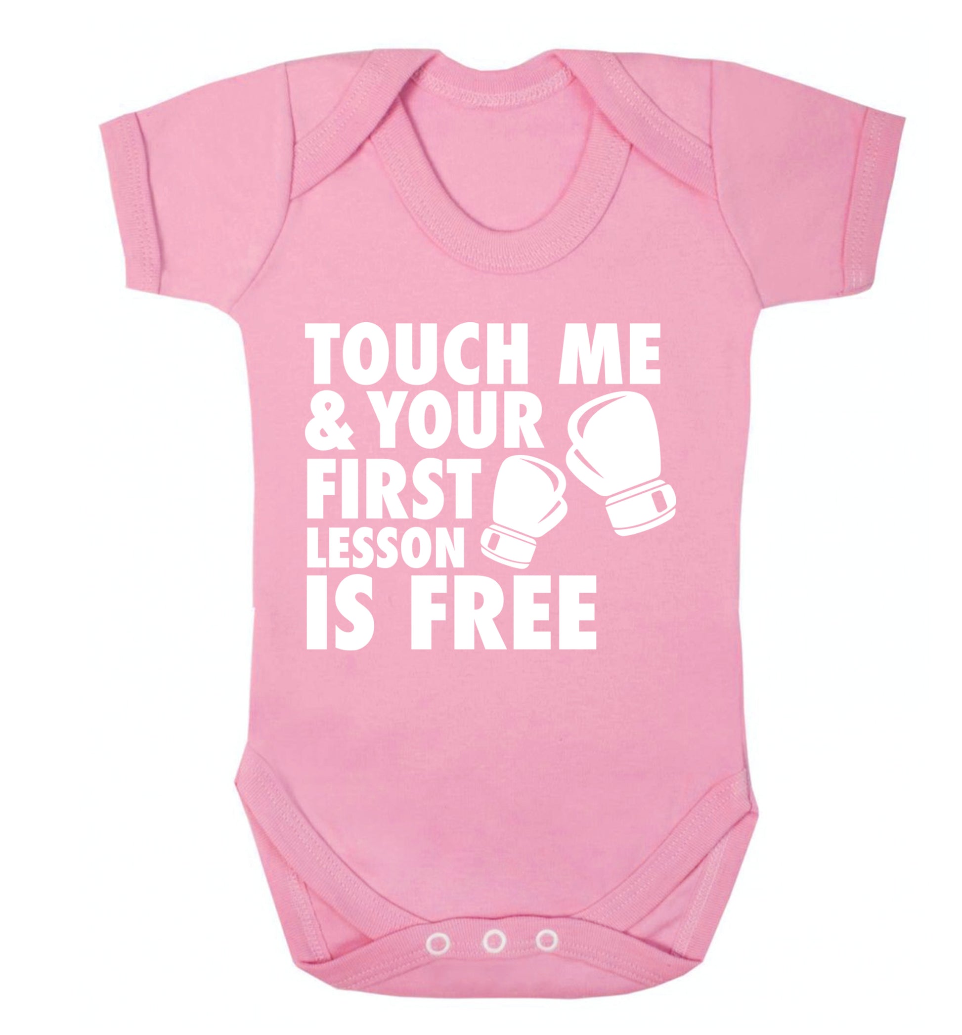 Touch me and your First Lesson is Free  Baby Vest pale pink 18-24 months