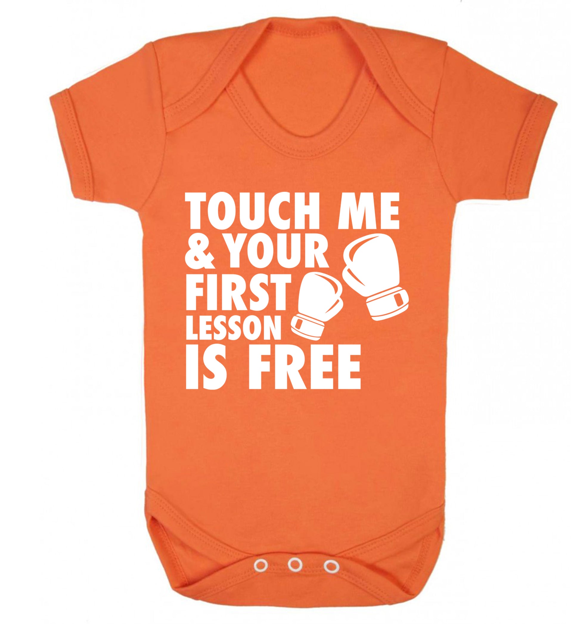 Touch me and your First Lesson is Free  Baby Vest orange 18-24 months