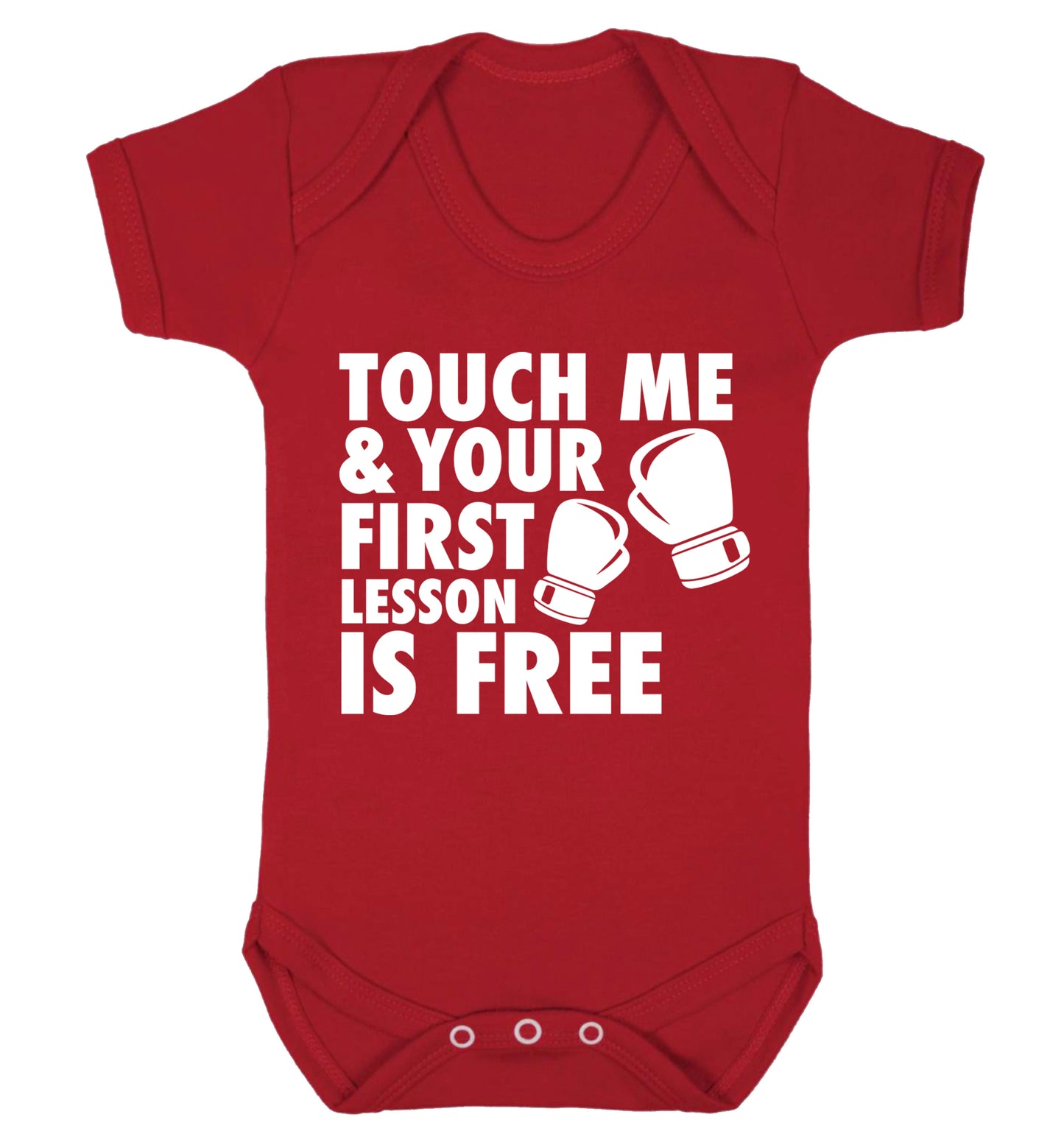 Touch me and your First Lesson is Free  Baby Vest red 18-24 months