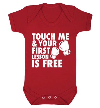 Touch me and your First Lesson is Free  Baby Vest red 18-24 months
