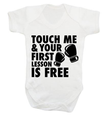 Touch me and your First Lesson is Free  Baby Vest white 18-24 months