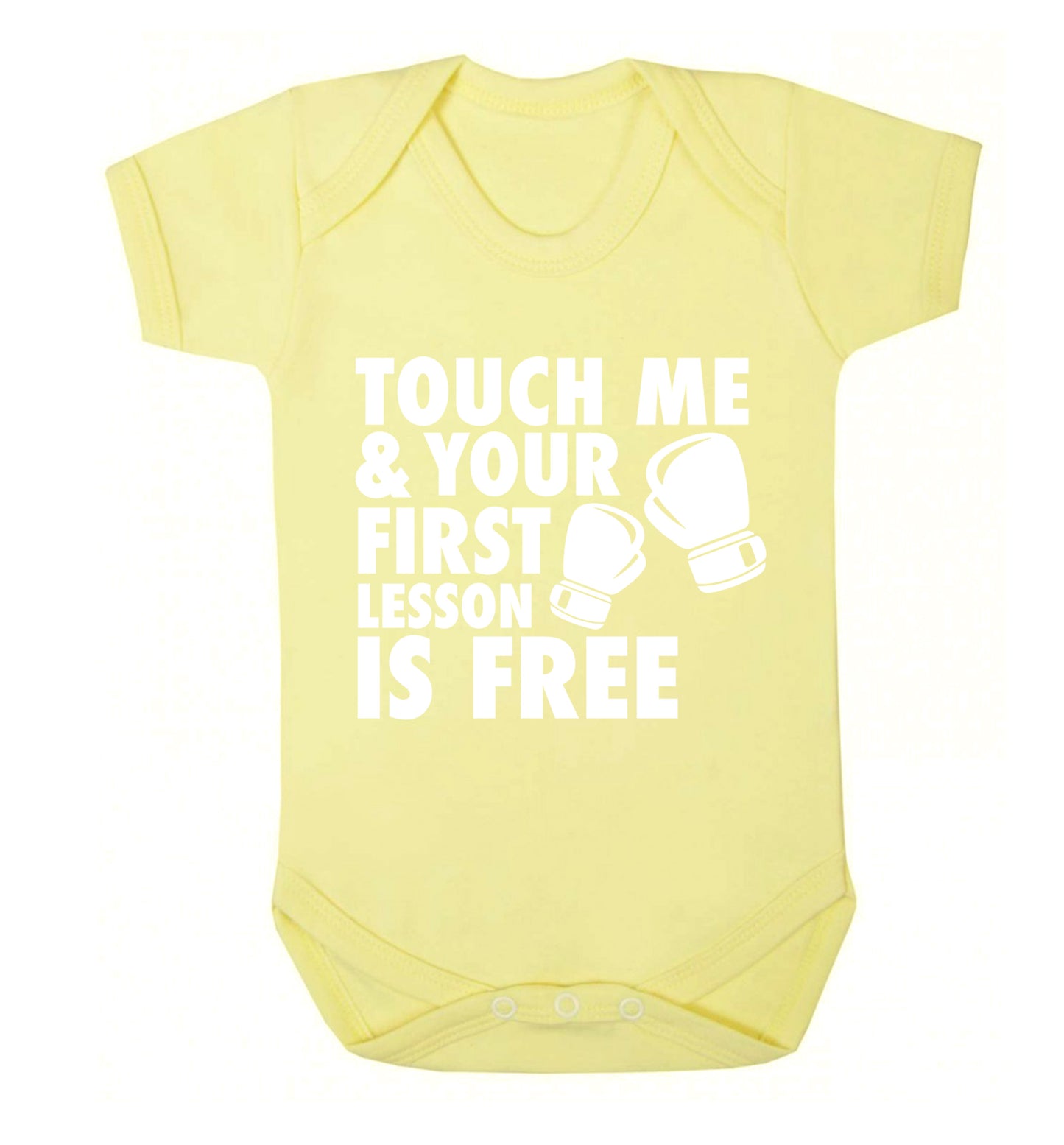 Touch me and your First Lesson is Free  Baby Vest pale yellow 18-24 months