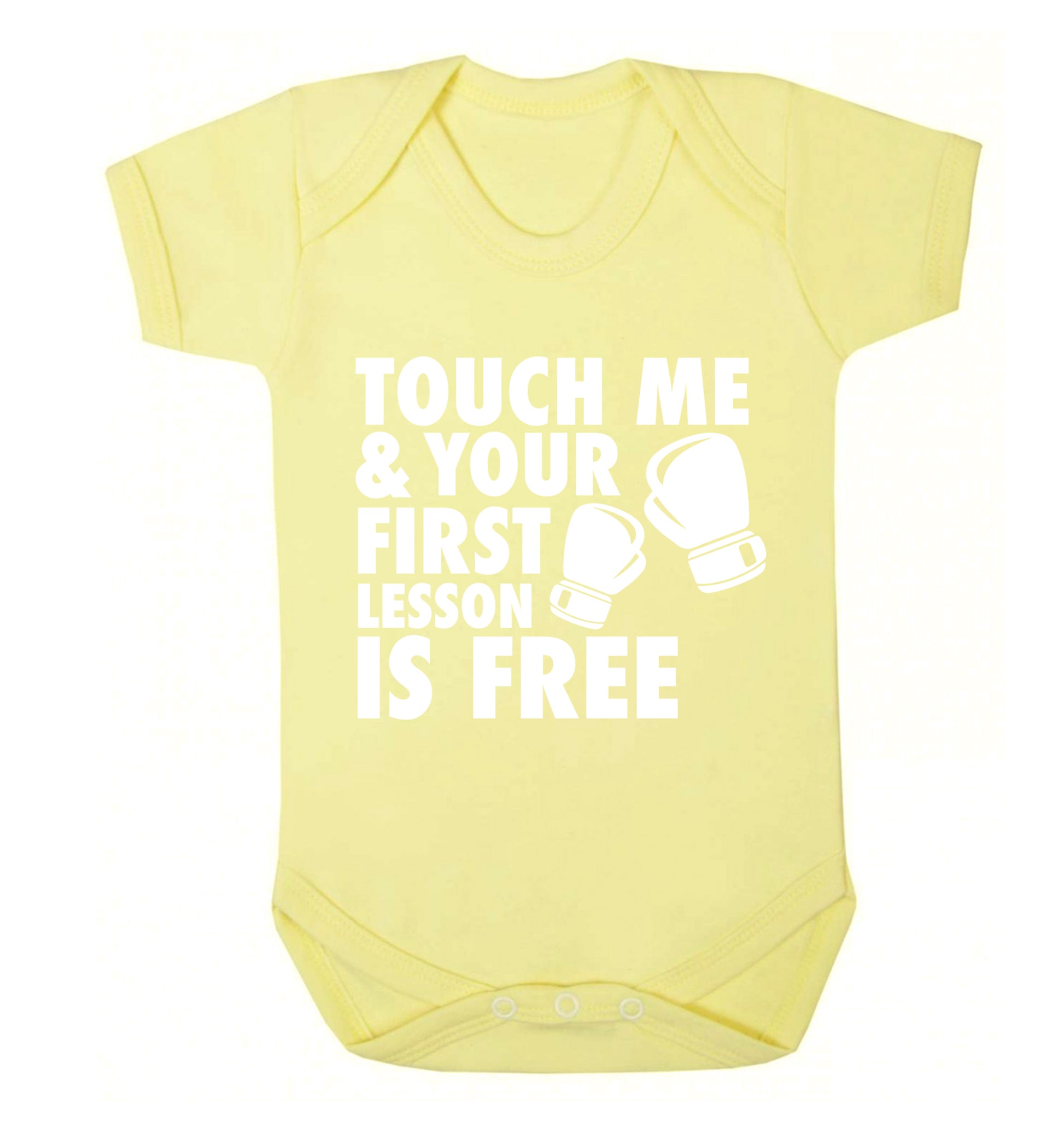Touch me and your First Lesson is Free  Baby Vest pale yellow 18-24 months