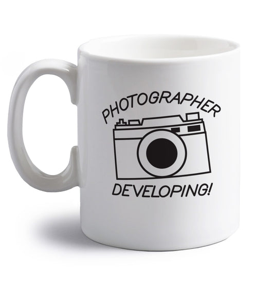 Photographer Developing  right handed white ceramic mug 