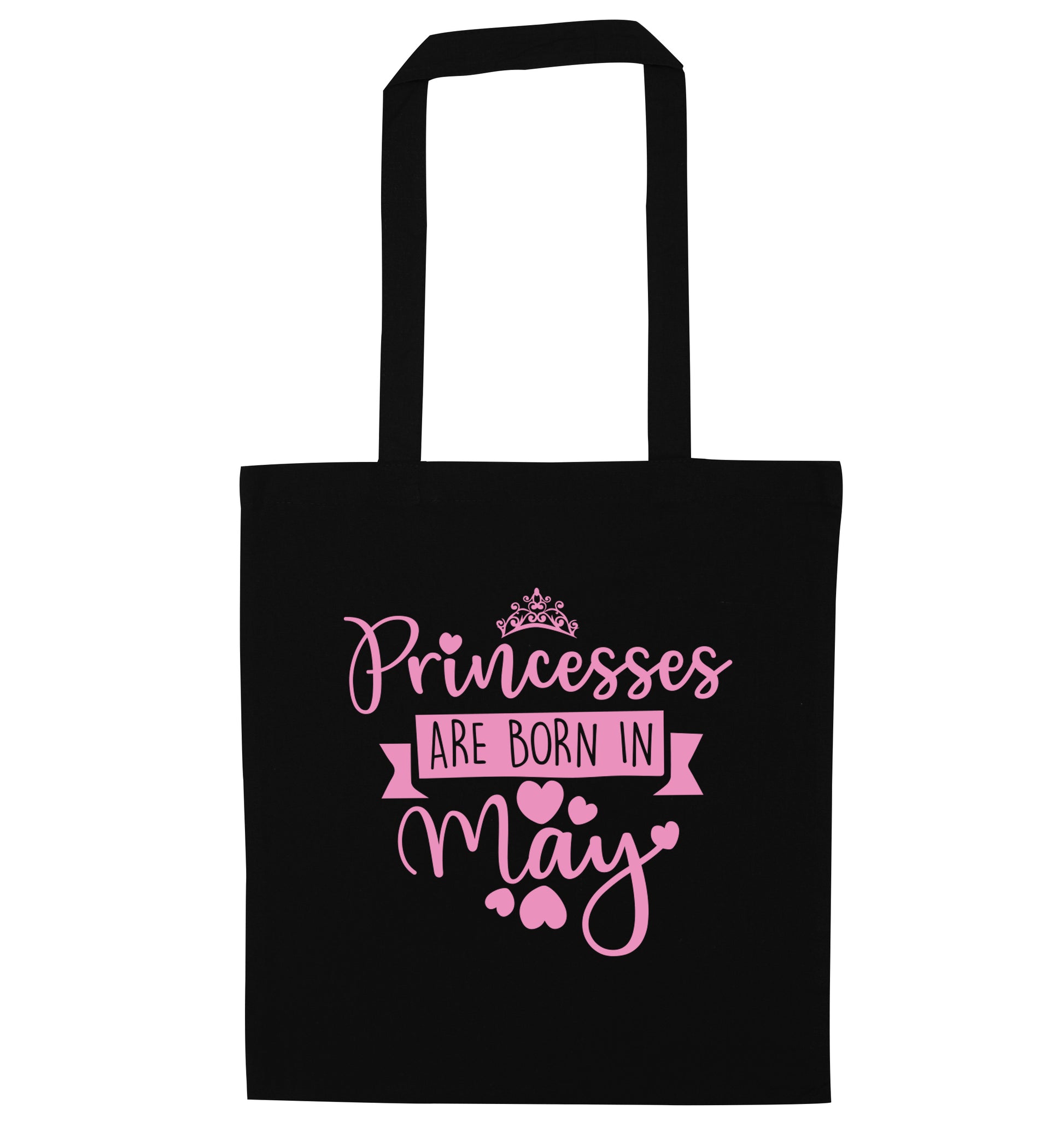 Princesses are born in May black tote bag
