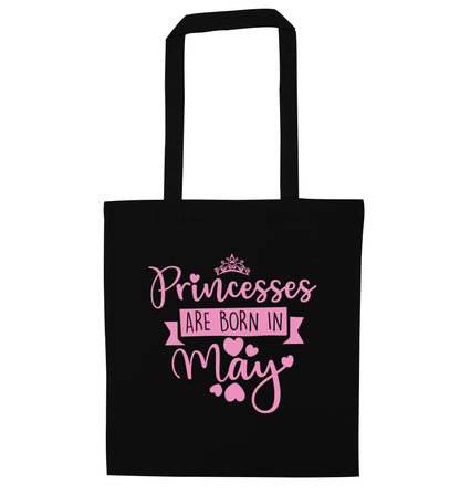 Princesses are born in May black tote bag