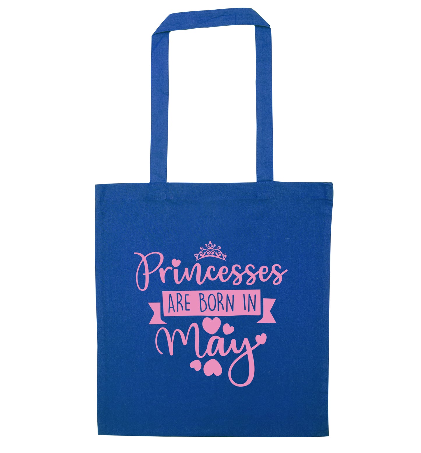 Princesses are born in May blue tote bag