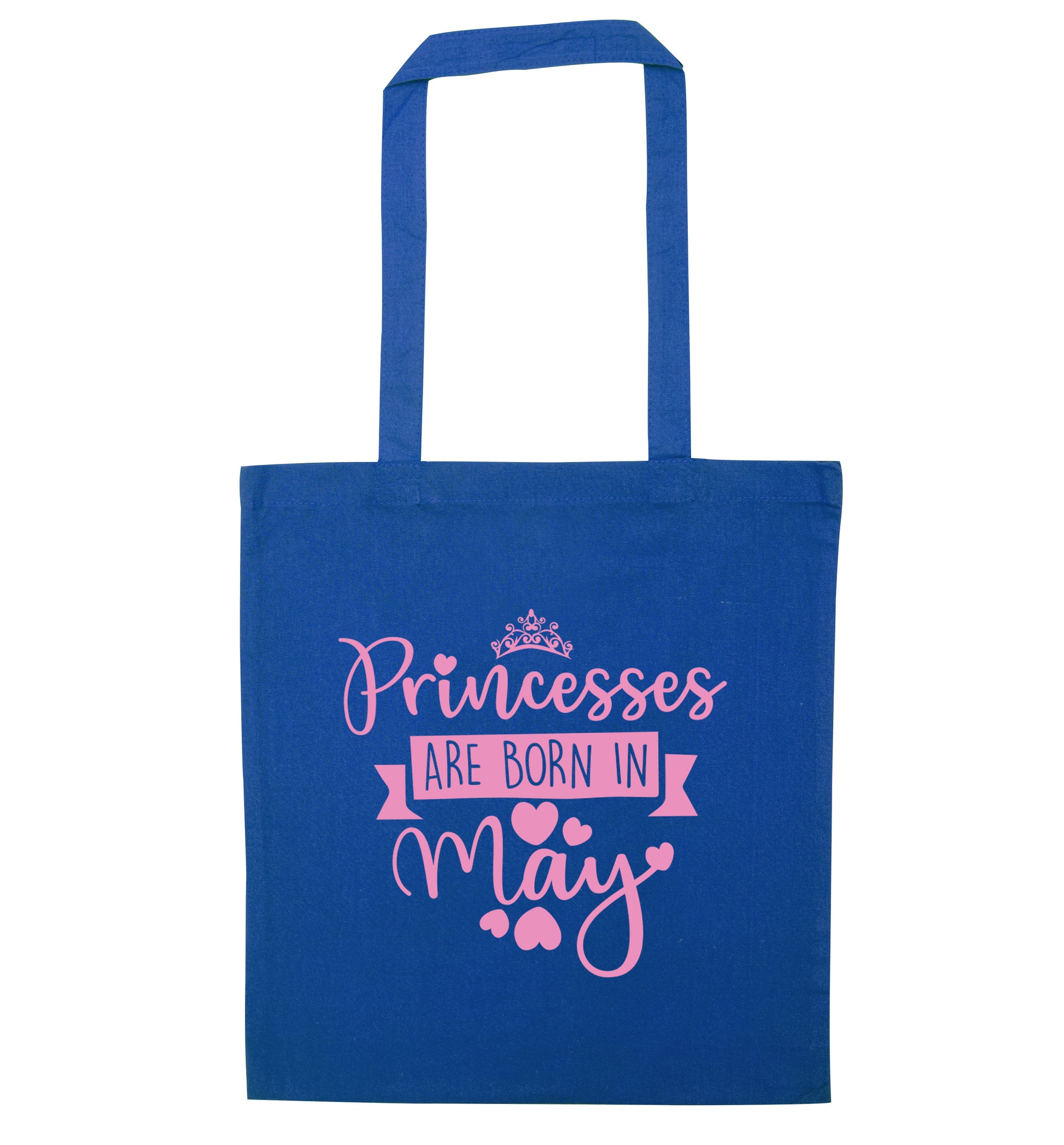 Princesses are born in May blue tote bag