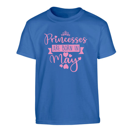 Princesses are born in May Children's blue Tshirt 12-13 Years