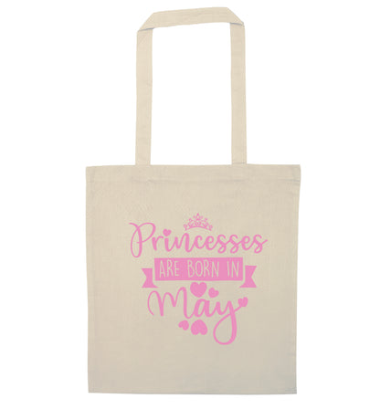 Princesses are born in May natural tote bag