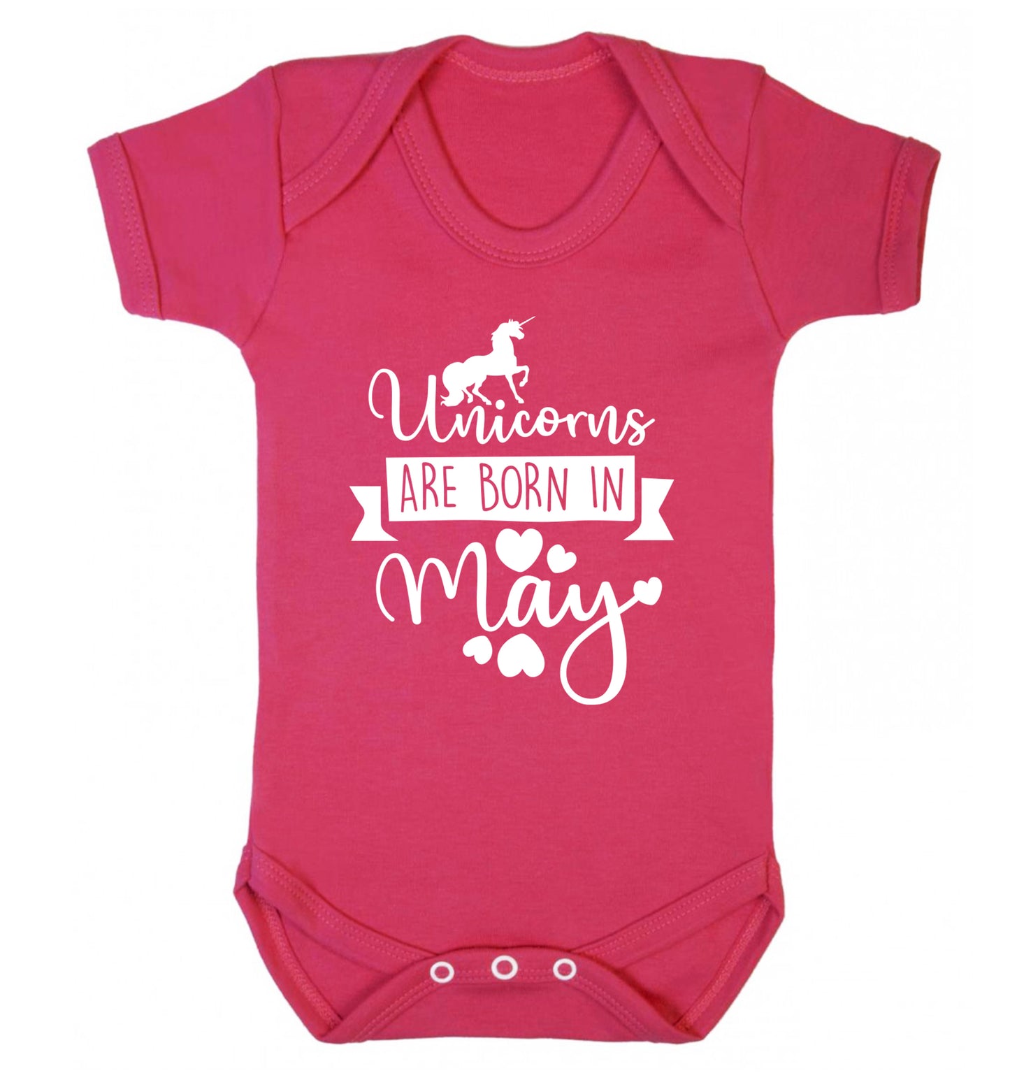Unicorns are born in May Baby Vest dark pink 18-24 months