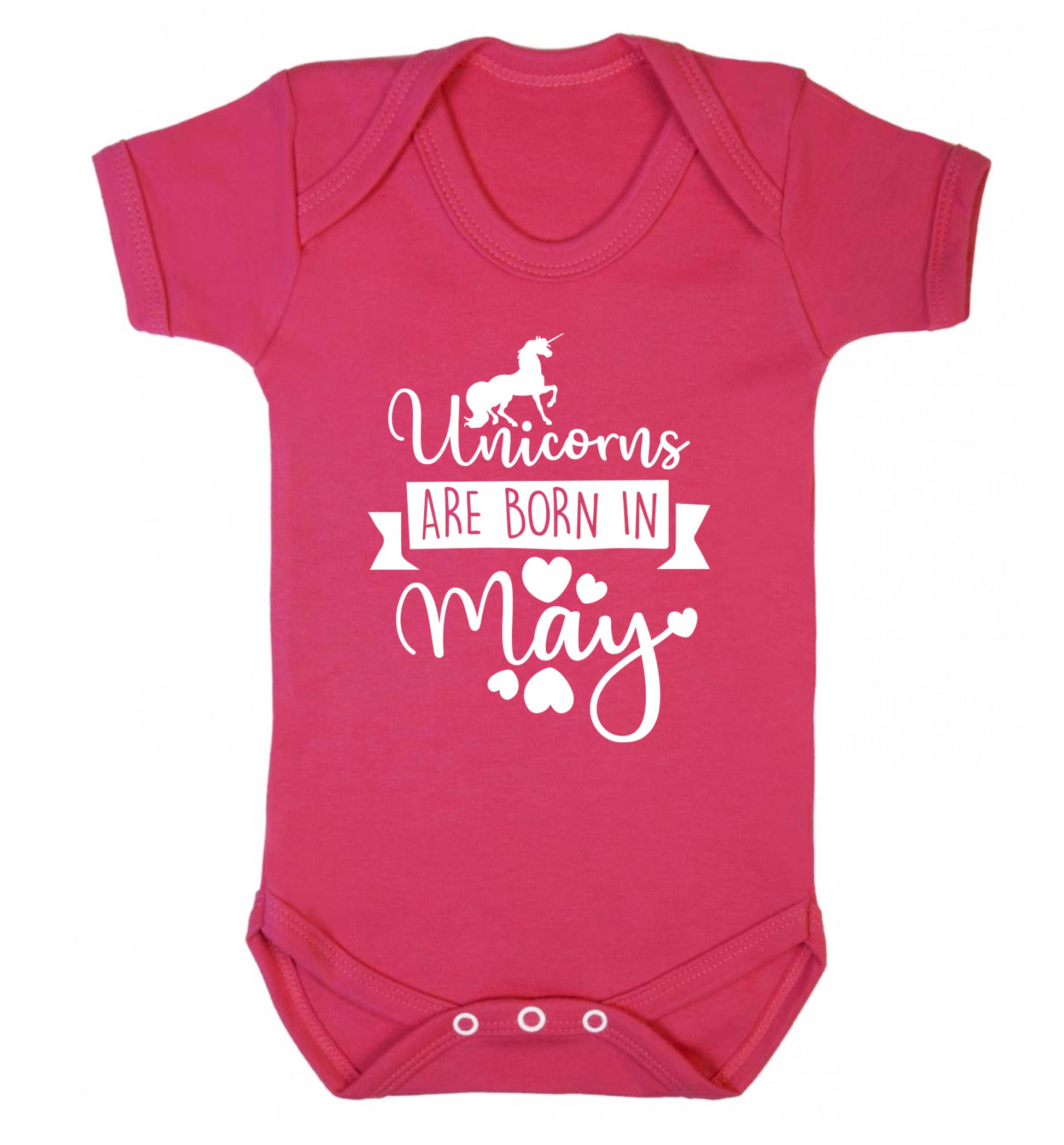 Unicorns are born in May Baby Vest dark pink 18-24 months
