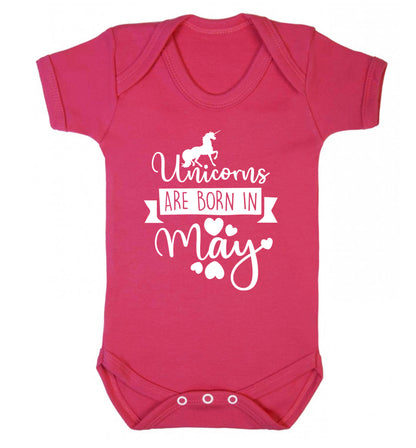 Unicorns are born in May Baby Vest dark pink 18-24 months