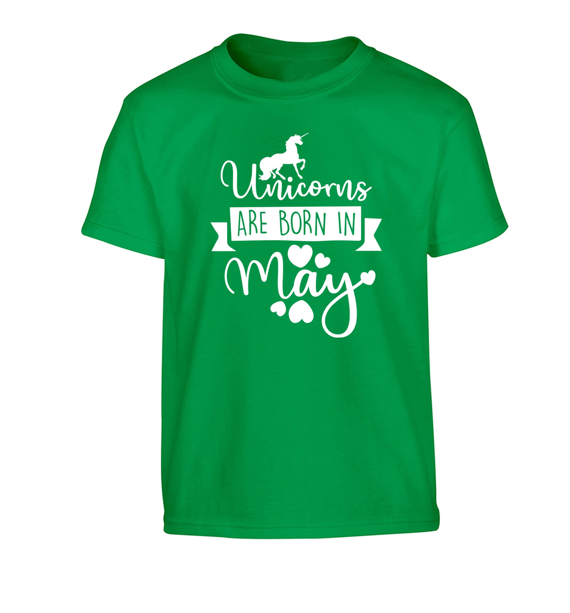 Unicorns are born in May Children's green Tshirt 12-13 Years