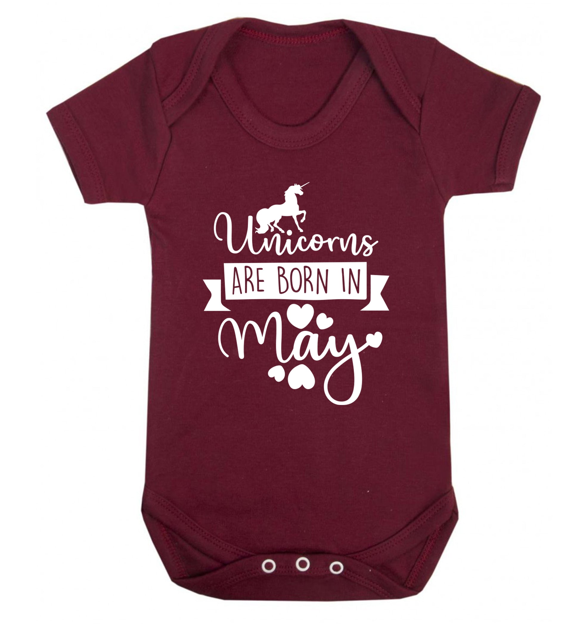 Unicorns are born in May Baby Vest maroon 18-24 months
