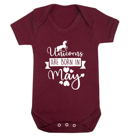 Unicorns are born in May Baby Vest maroon 18-24 months