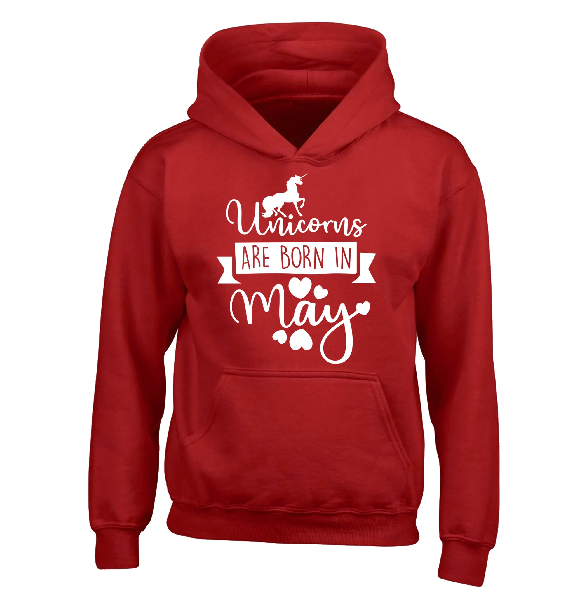 Unicorns are born in May children's red hoodie 12-13 Years