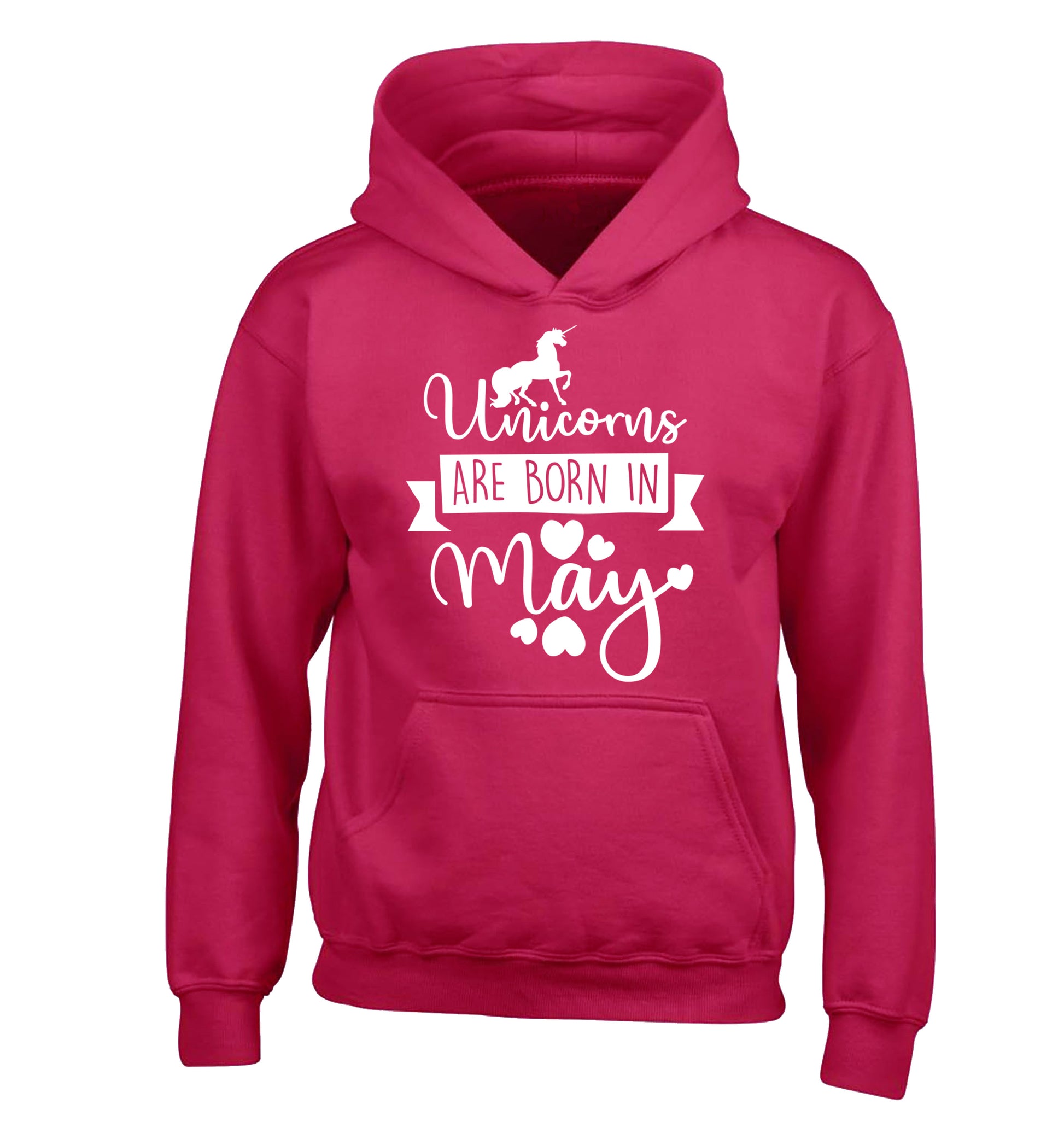Unicorns are born in May children's pink hoodie 12-13 Years