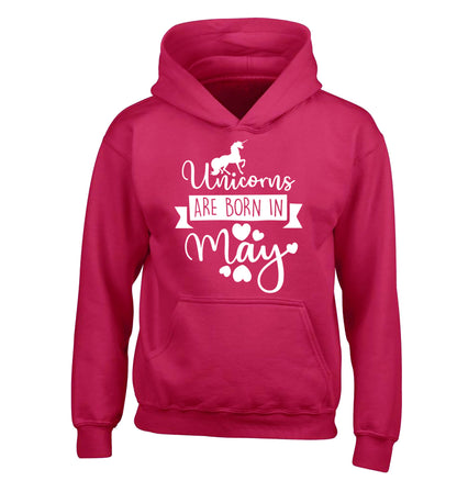 Unicorns are born in May children's pink hoodie 12-13 Years