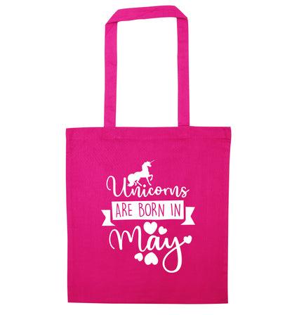 Unicorns are born in May pink tote bag