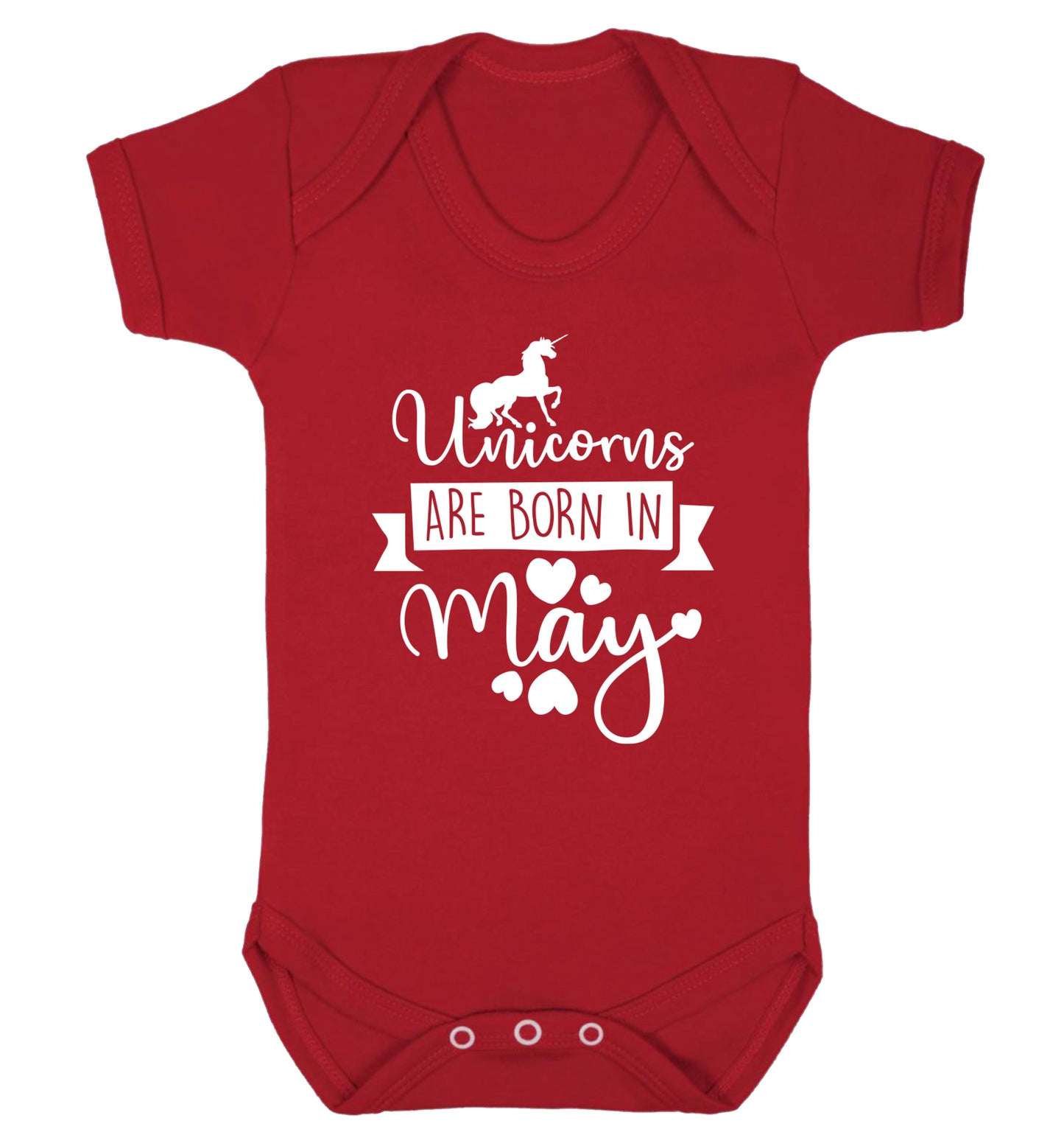 Unicorns are born in May Baby Vest red 18-24 months