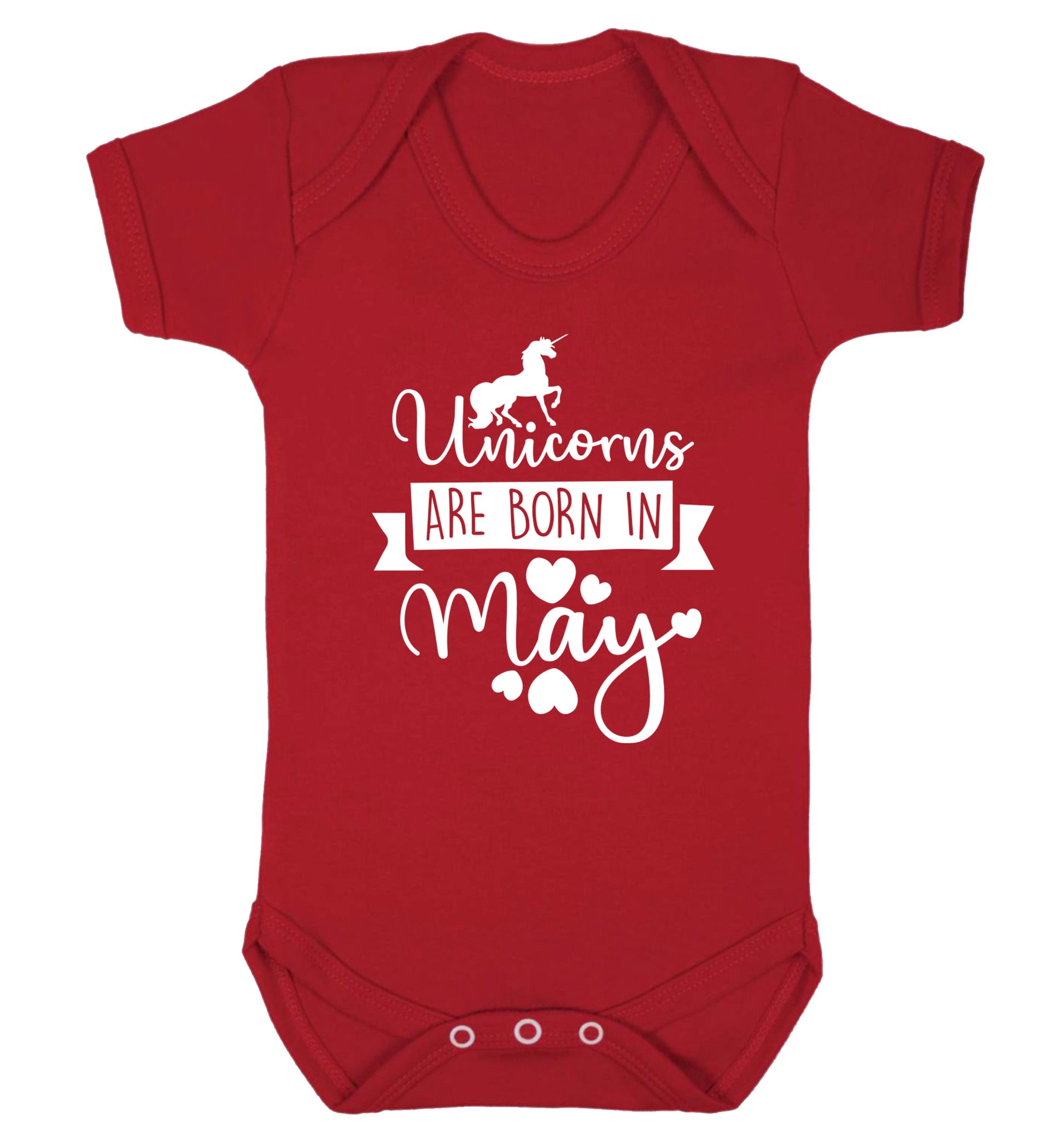 Unicorns are born in May Baby Vest red 18-24 months