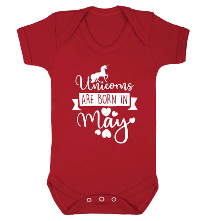 Unicorns are born in May Baby Vest red 18-24 months
