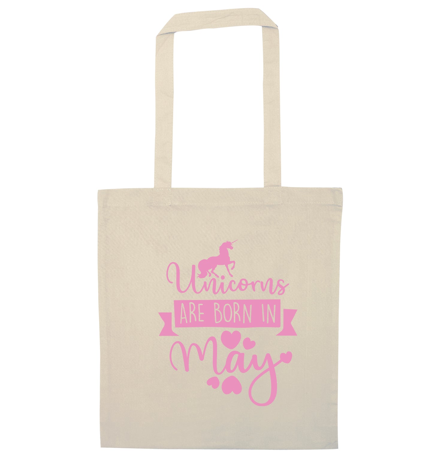Unicorns are born in May natural tote bag