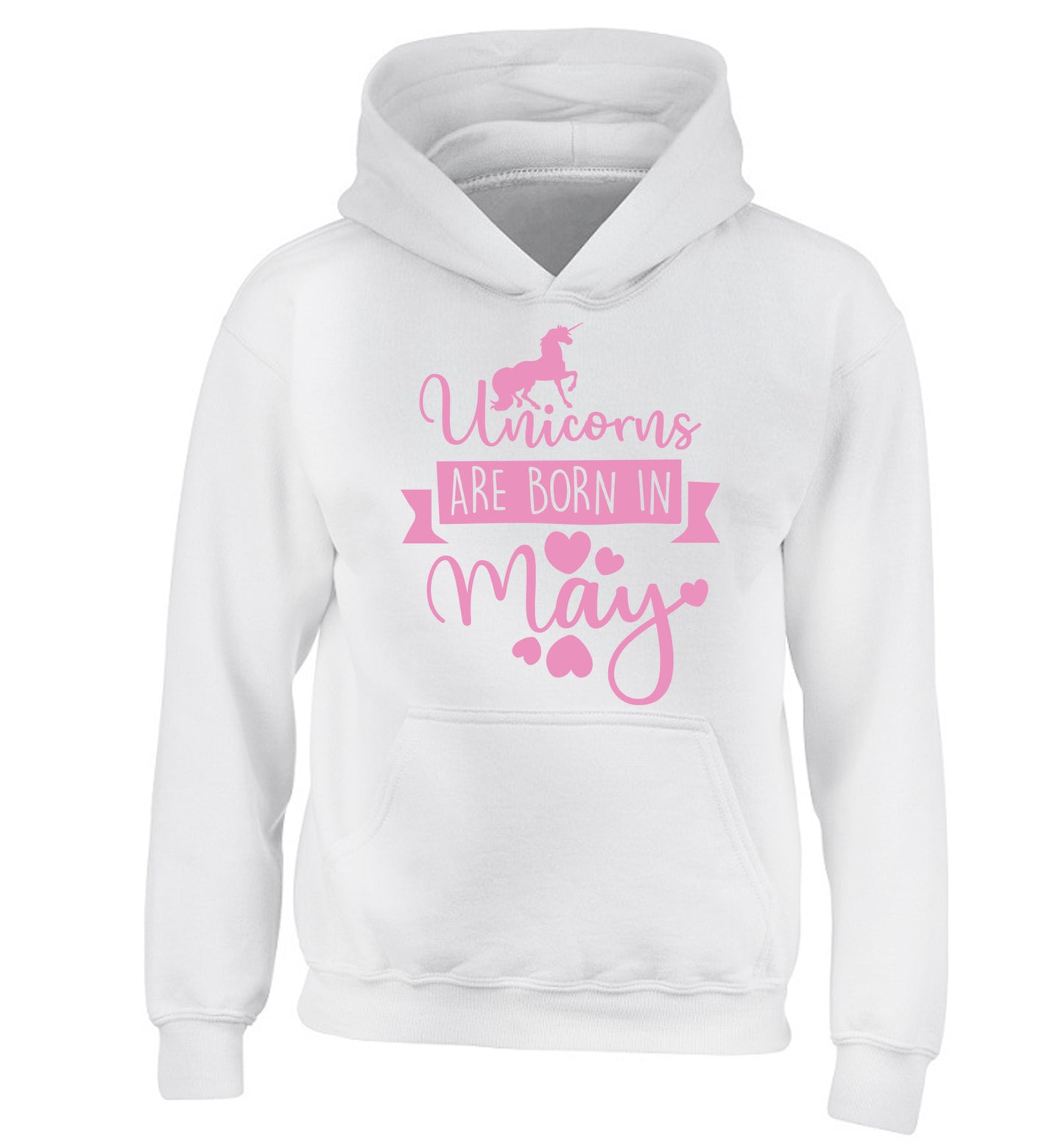 Unicorns are born in May children's white hoodie 12-13 Years