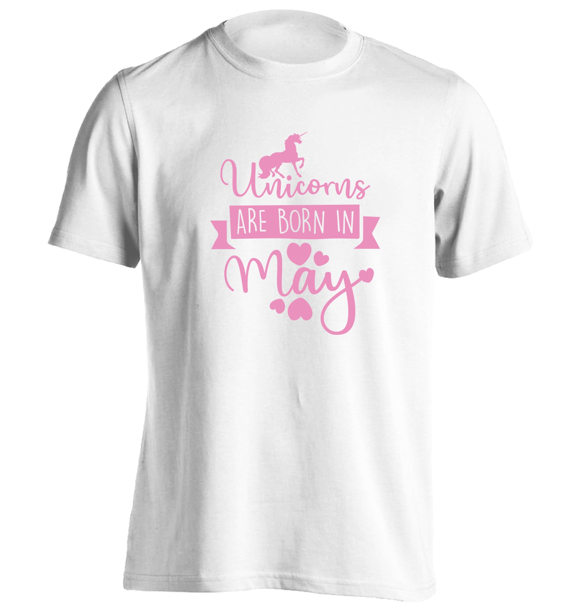 Unicorns are born in May adults unisex white Tshirt 2XL