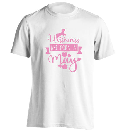 Unicorns are born in May adults unisex white Tshirt 2XL