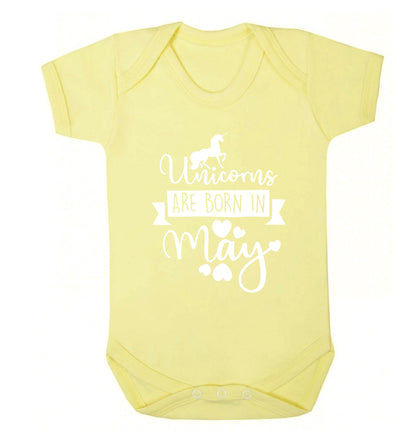 Unicorns are born in May Baby Vest pale yellow 18-24 months