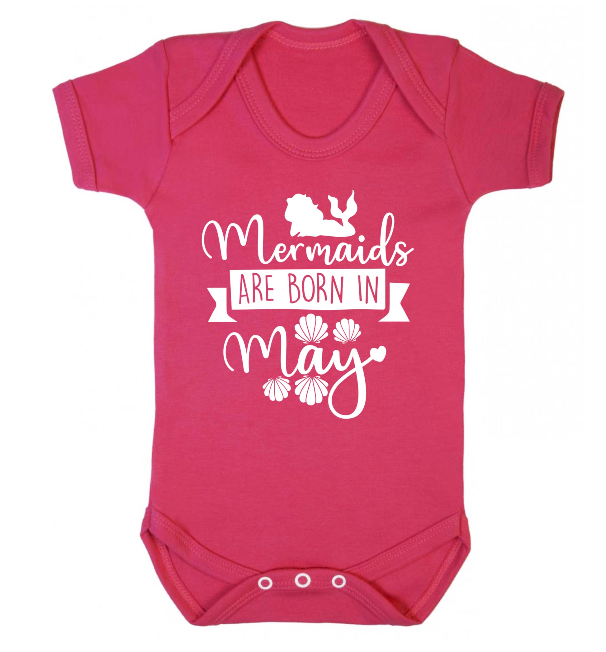 Mermaids are born in May Baby Vest dark pink 18-24 months
