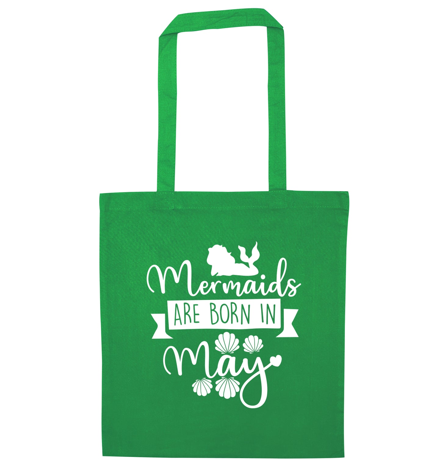 Mermaids are born in May green tote bag