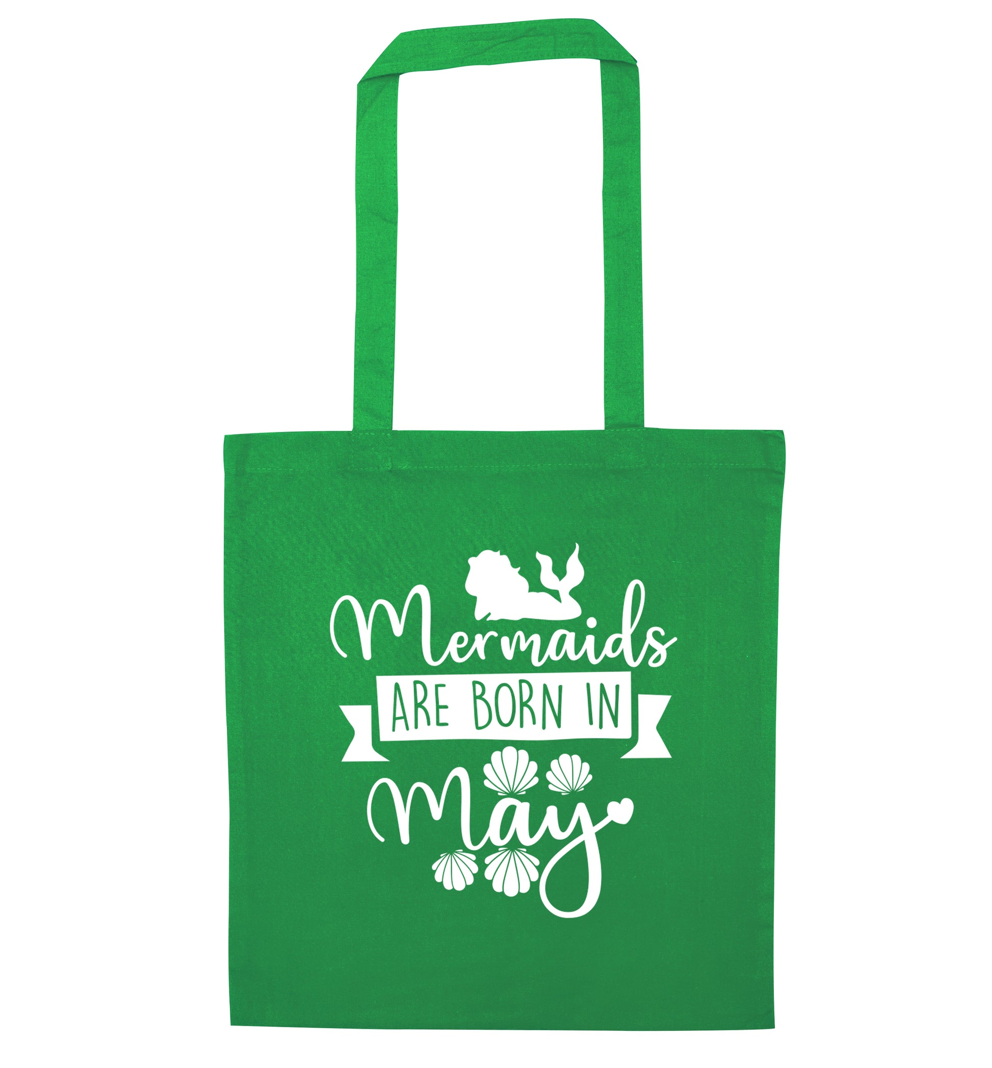 Mermaids are born in May green tote bag